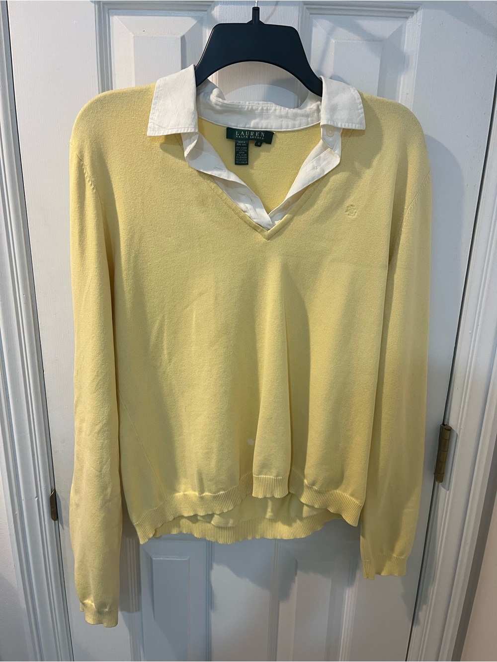 Ralph Lauren Pale Yellow V-Neck Sweater